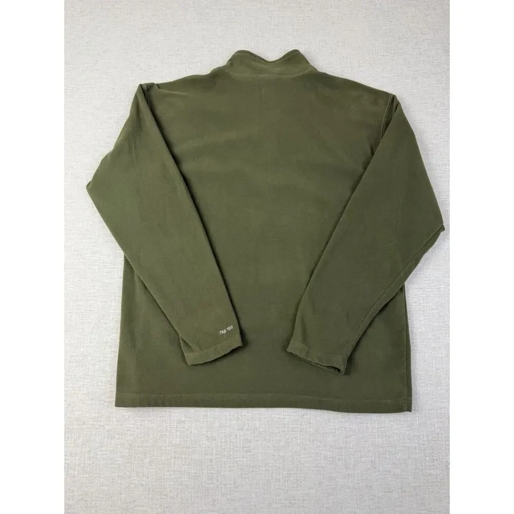 The North Face TKA 100 Mens Large Green Fleece 1/4 Zip Pullover Jacket